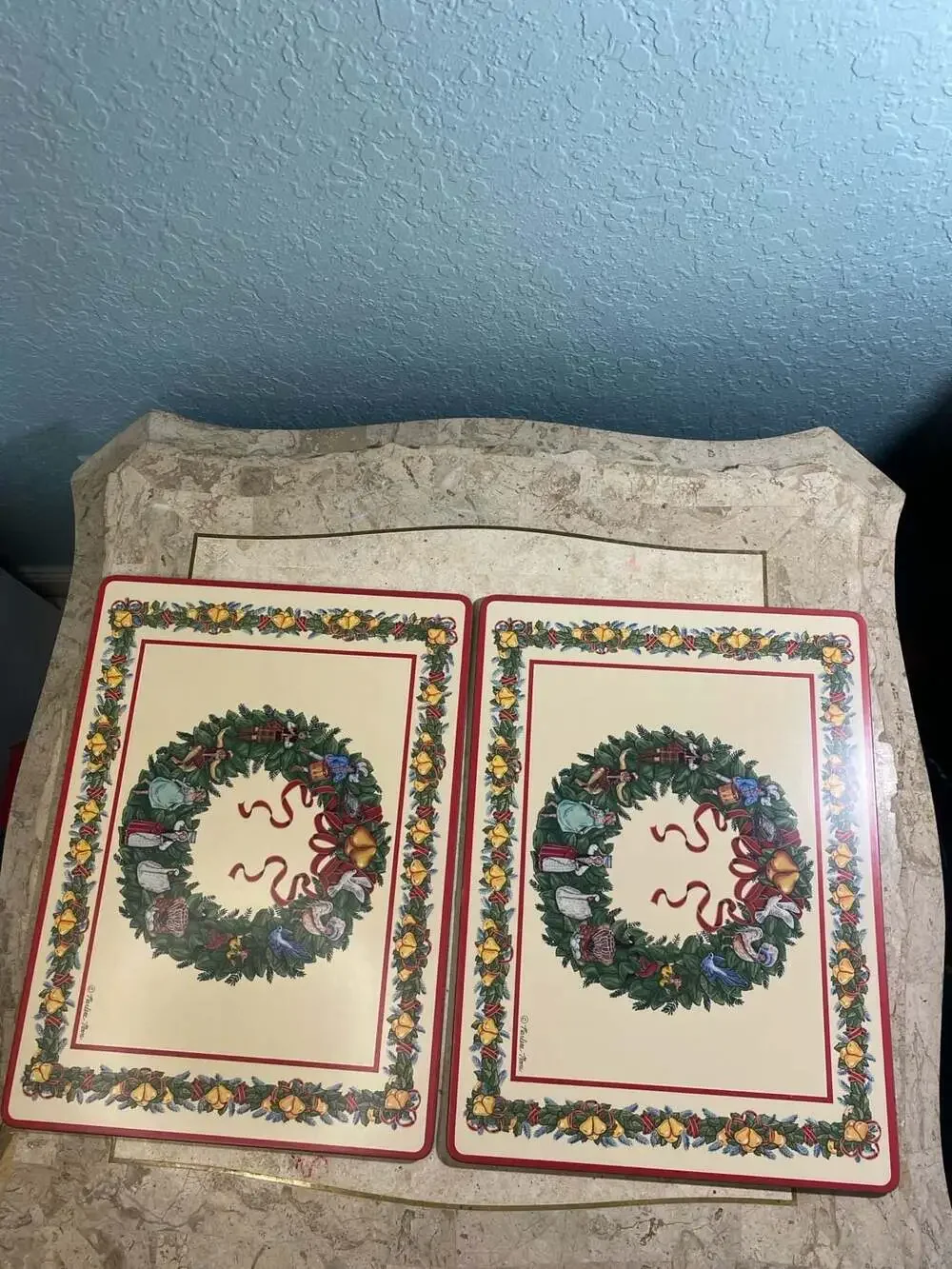 Pimpernel 4 Placemats 12 Days of Christmas Wreath Cork Back England VTG